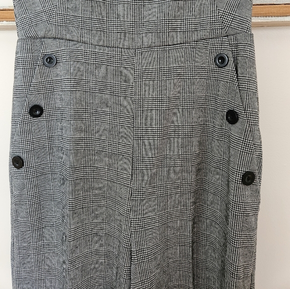 June & Hudson Black White Houndstooth Romper Wide Leg Jumpsuit - Picture 6 of 9